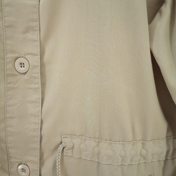 London Fog Lightweight Tan Drawstring Weatherwear Jacket 12 Reg Button - Picture 8 of 9